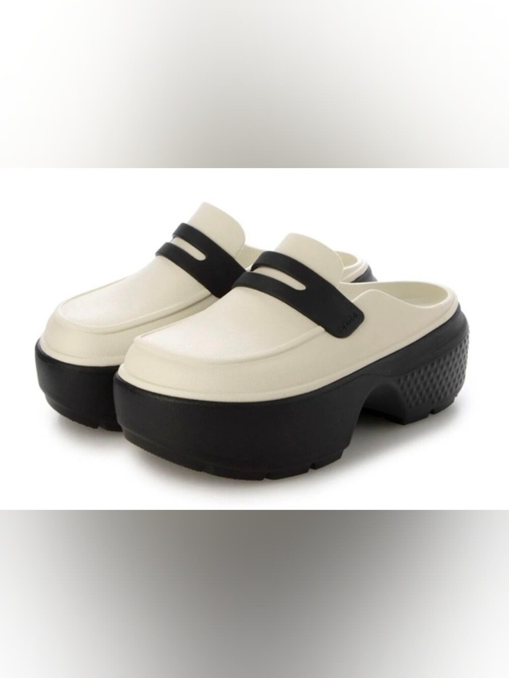 Platform CROCS Mule Clog in Cream and Black